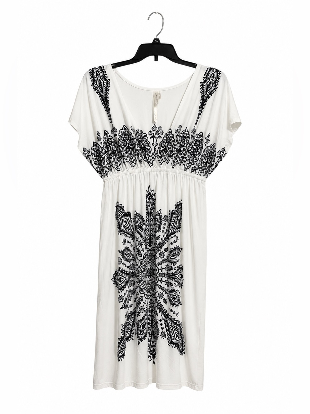 Cristinalove Boho Medallion Dress – Women’s Large – Navy & White V-Neck